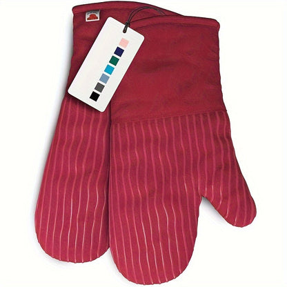 Oven Mitts and Pot Holders Set 6 Piece Heat Resistant Non-Slip Silicone Kitchen Gloves for Baking BBQ Cooking – Includes 1 Pair Mitts & 4 Pot Holders