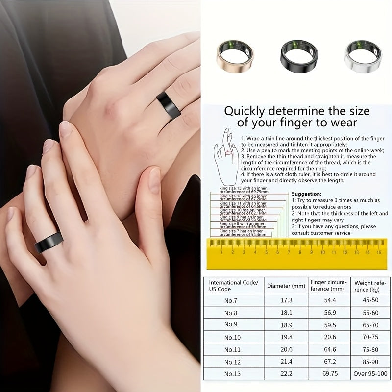 Smart Ring Fitness Tracker for Women Men – Steps Calories HRV Heart Rate Stress Body Temp Monitor 100+ Sports Modes IP68 Waterproof iPhone Android Compatible