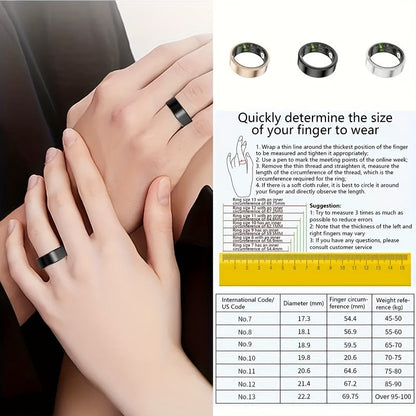 Smart Ring Fitness Tracker for Women Men – Steps Calories HRV Heart Rate Stress Body Temp Monitor 100+ Sports Modes IP68 Waterproof iPhone Android Compatible