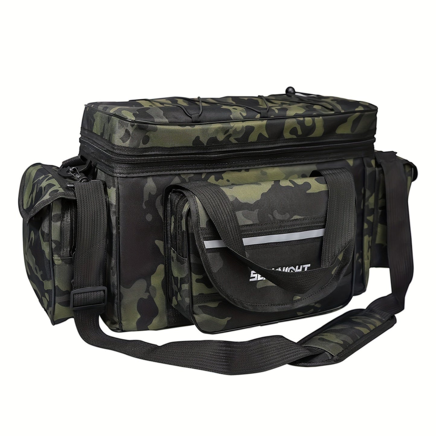 SeaKnight Fishing Tackle Bag Camo – Large Capacity Waterproof Nylon Shoulder Bag for Bass Trout Fishing Hiking Camping Outdoor Sports Travel Men Women