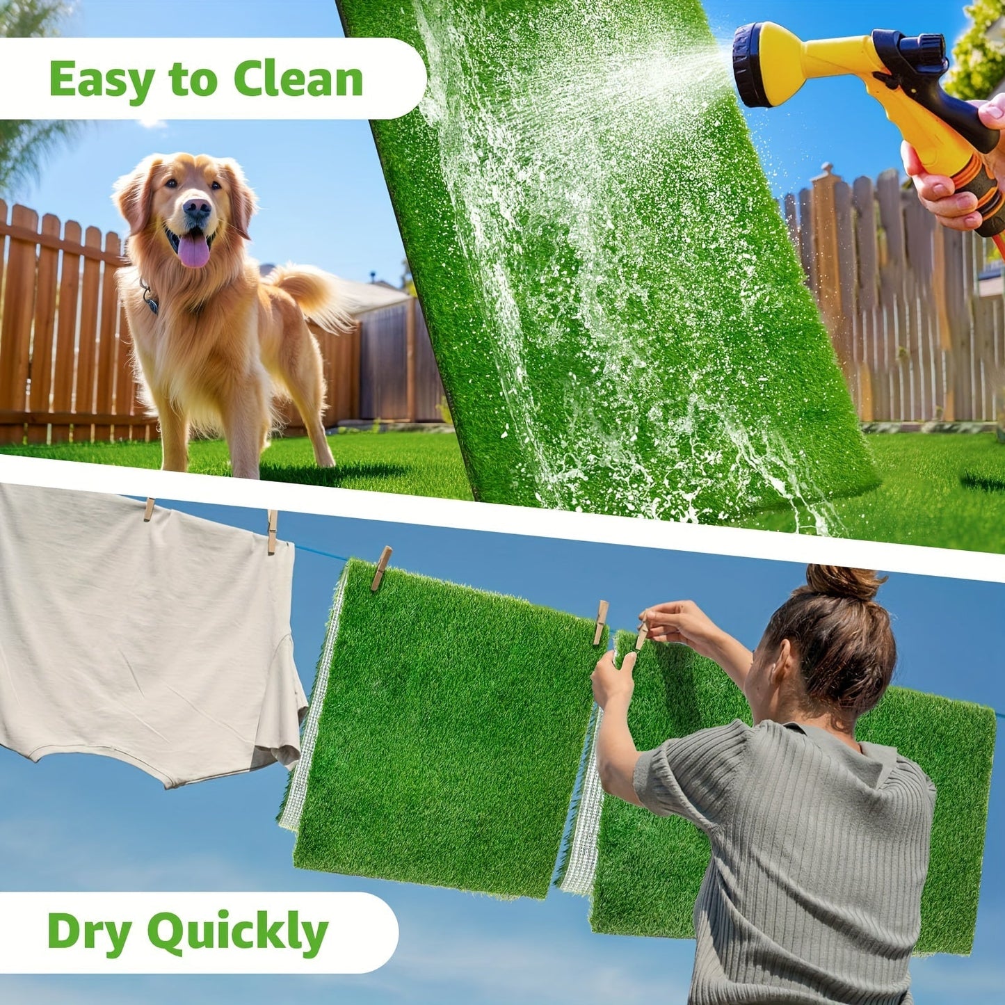 2-Pack Washable Dog Potty Training Mat Reusable Artificial Grass Pad with Odor Control for Puppies and Adult Dogs Indoor Outdoor Housebreaking and Travel Pet Waste Solution