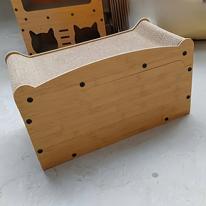Large Cat House with Scratcher Pads & Plush Ball Toys – Ventilated Indoor Outdoor Cat Shelter, Choose Single Door, Double Door or Luxury Double-Layer Design, Great Cat Gift