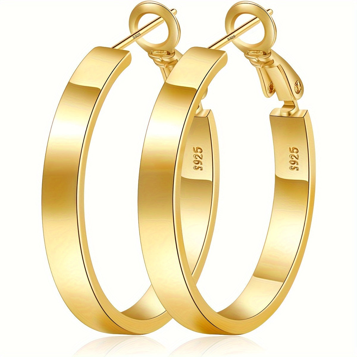 925 Sterling Silver Hoop Earrings for Women – Hypoallergenic Gold & Silver Cartilage Hoops in 40mm, 50mm & 60mm, Minimalist Everyday Earrings, Perfect Gift for Parties & Casual Wear