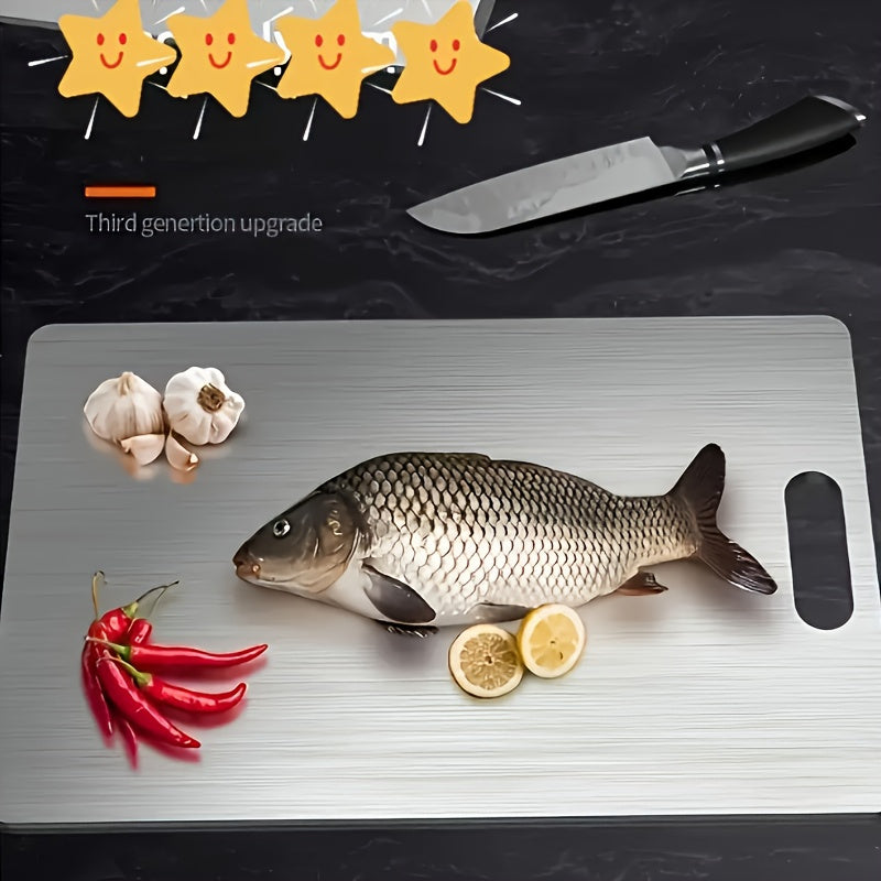 Stainless Steel Cutting Board Set of 3 Premium BPA-Free Rust-Resistant Easy to Clean Space-Saving Kitchen Chopping Boards for Meat Vegetables Fruit Food Prep