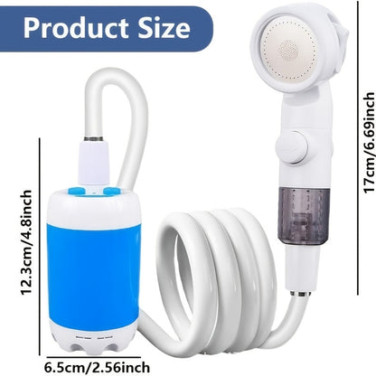 Portable Rechargeable Electric Camping Shower Pump Outdoor Shower for Hiking Climbing Beach Camping Car Motorcycle Wash Pet Bathing Garden Crop Watering Compact Travel Pump