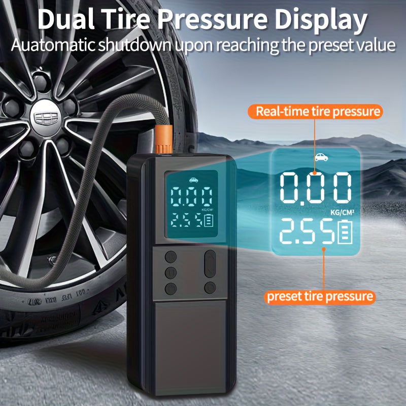 Portable Tire Inflator Air Compressor Pump for Car Tires, Bicycle, Motorcycle & Balls, Digital Pressure Gauge, Auto Shut-Off, USB & Cigarette Lighter Versions Available