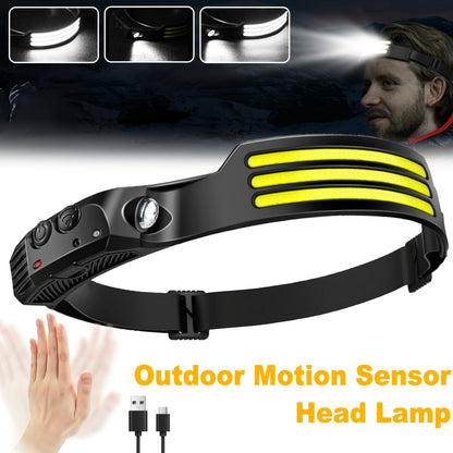 Motion Sensor LED Headlamp USB Rechargeable IP54 Waterproof – Super Bright 5-Mode Head Lamp for Camping Hiking Running Fishing Outdoor Activities