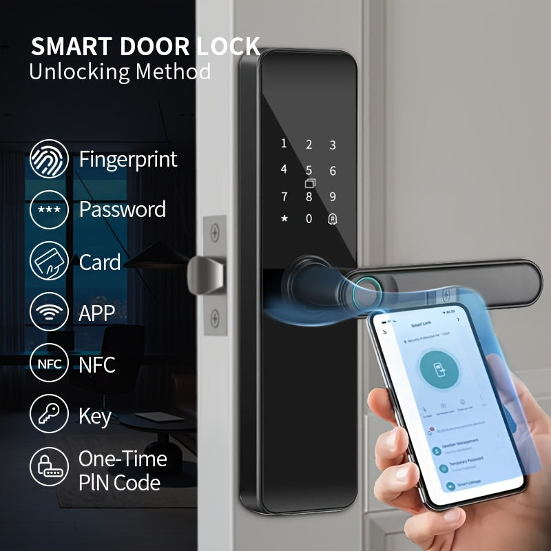 Smart Door Lock Fingerprint Keyless Entry – WiFi App Control, Numeric Keypad, Biometric Fingerprint, Wide-Angle Camera Option, 4-in-1 & 7-in-1 Models for Home, Rental, Office & Hotel