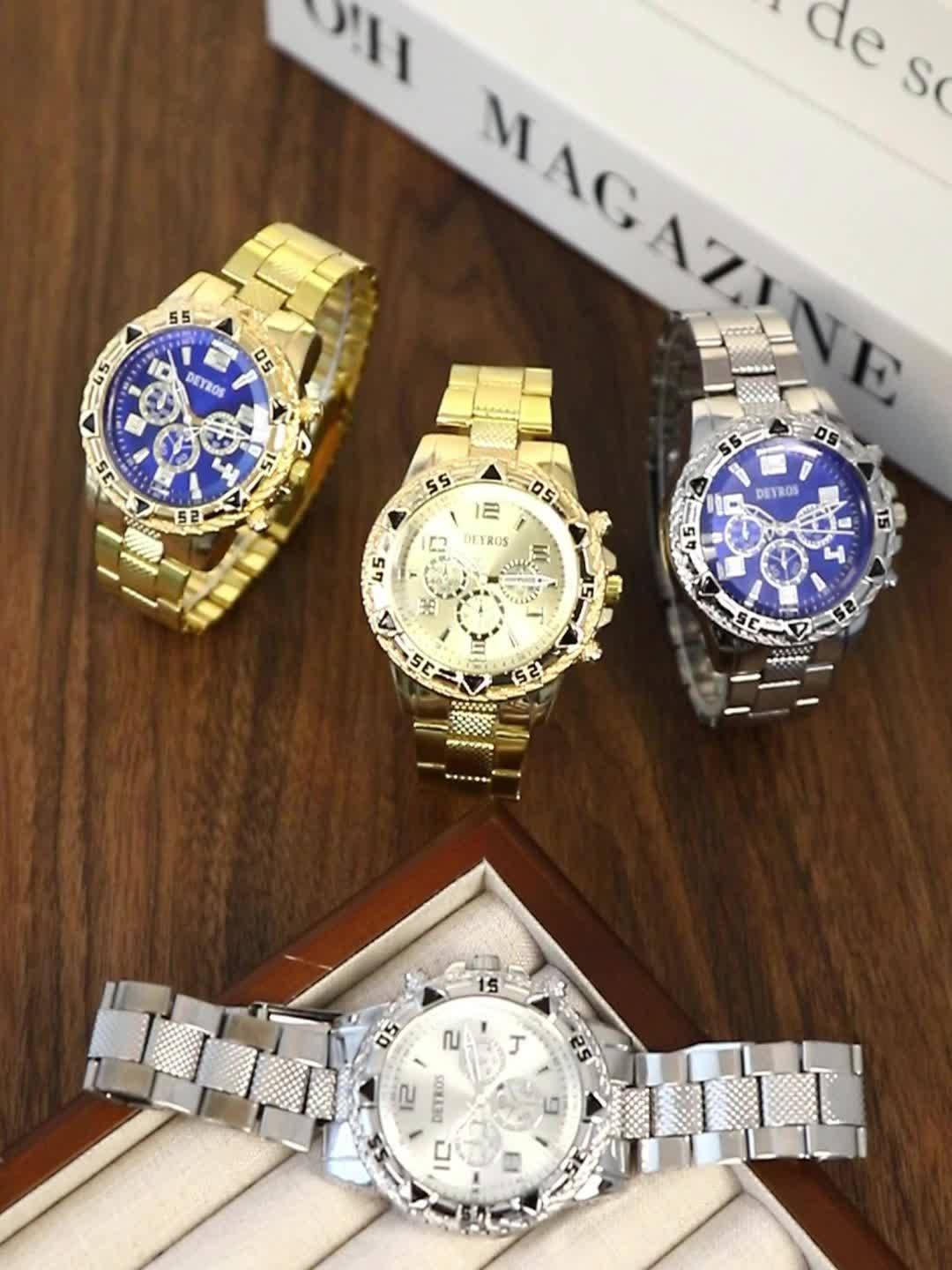 12-Piece Men's Watch & Hip-Hop Jewelry Gift Set – 3 Quartz Analog Watches + 9pc Bracelet, Necklace & Ring Set, Perfect Christmas & Birthday Gift for Men