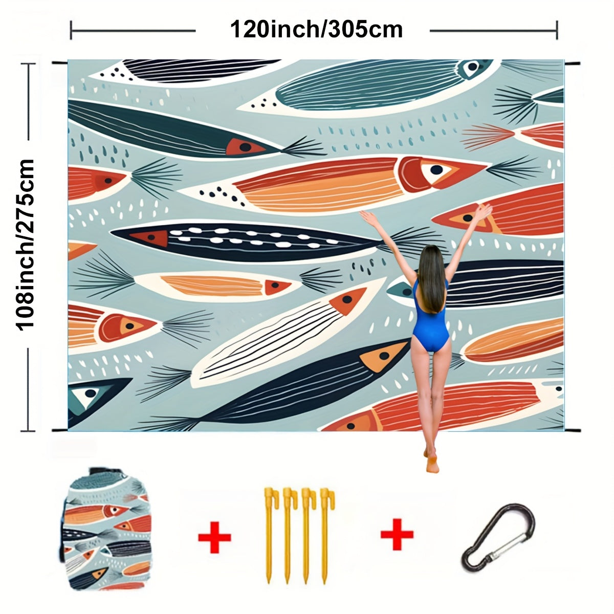 Sandproof Beach Blanket Oversized Up to 108x120 Inches – Quick Dry Lightweight Sand Free Mat for Beach Camping Picnic Travel, 8 Styles, Fits 2-10 Adults