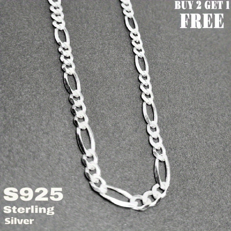 925 Sterling Silver Figaro Chain Necklace – 6mm Wide, 18 to 24 Inch, Unisex Men & Women, Includes Gift Box – Classic Silver Chain for Everyday Wear & Gifting