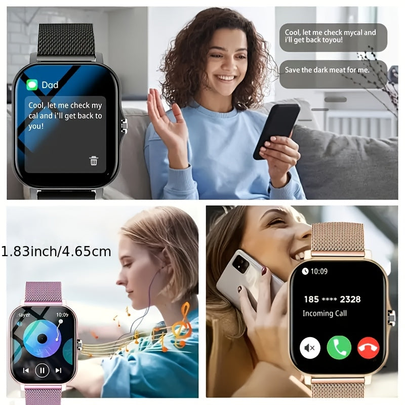 Full Touch Smartwatch 1.83" TFT Large Screen – Wireless Calling, Message Reminders, Email Display, Location Navigation, Remote Camera, Music Player, USB Charging, Gift for Family & Friends