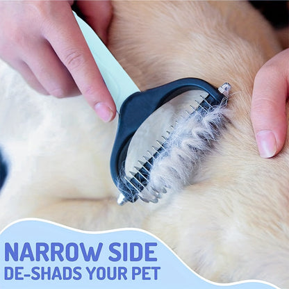 Pet Dematting Comb 2 Pack Double-Sided Undercoat Rake for Cats & Dogs – Stainless Steel Deshedding Brush Removes Mats Tangles Loose Fur Large & Small