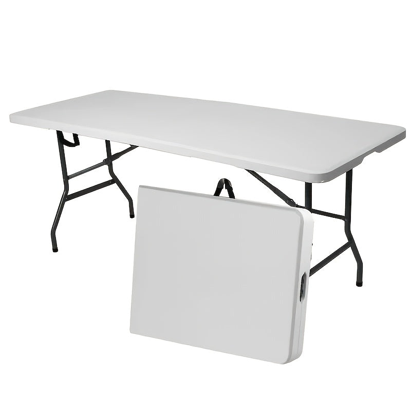 Portable Plastic Folding Table 2.5ft / 4ft / 6ft, Lightweight Indoor Outdoor Fold-in-Half Table with Carrying Handle & Locking Legs for Picnic Camping Party Backyard Office, White