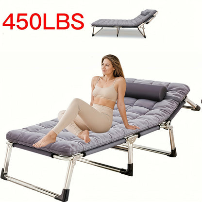 Heavy Duty Folding Camping Bed with Flip-Up Mattress Included 450-600 lbs 70-75 Inch Portable Guest Bed for Adults Teenagers Travel Garden Balcony Outdoor