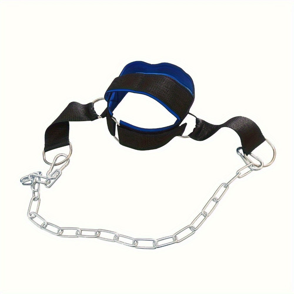 Neck Training Band with Chain Heavy Duty Adjustable Neck Strengthener for Athletes Strength Training Neck Muscle Recovery – Fitness Resistance Head Harness for Home Gym Workouts, Black
