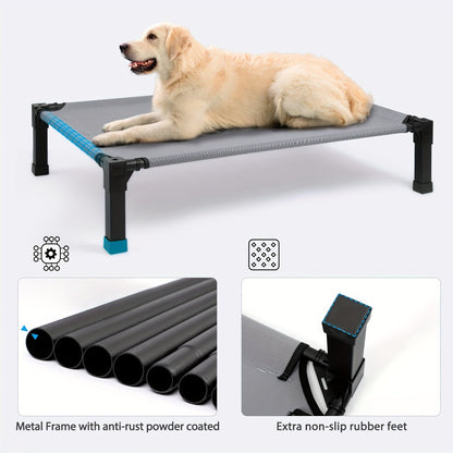 Cooling Elevated Dog Bed Raised Cot with Breathable Mesh & Metal Frame – Washable Portable No-Slip Dog Cot for Indoor & Outdoor Use, Available in 4 Sizes & 7 Colors for All Breeds