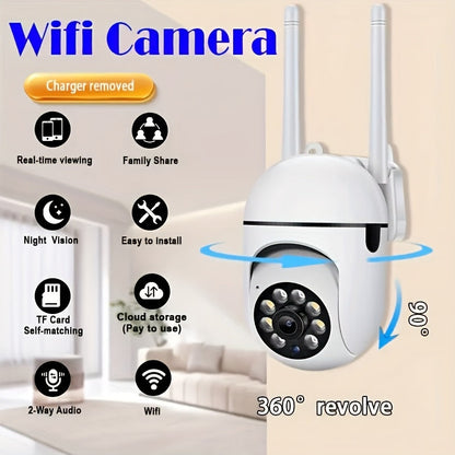 1080P 360° WiFi Panoramic Security Camera – Wireless Indoor Surveillance with Two-Way Audio, Motion Detection, Night Vision, USB Powered, SD Card & Cloud Storage, Smartphone Compatible