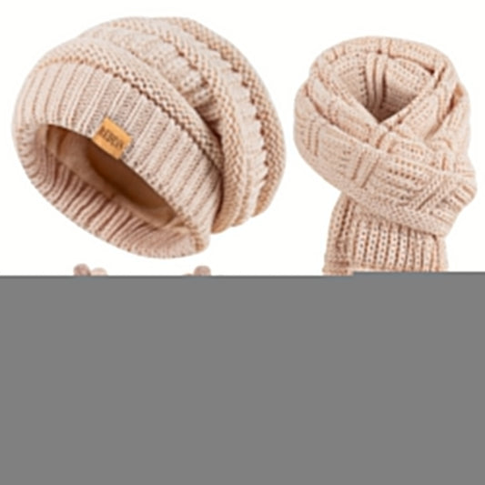 Women's 3-in-1 Winter Set Hat Long Scarf Touchscreen Gloves Soft Warm Cold Weather Accessories 4 Colors Gift for Her