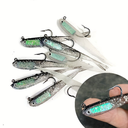 20pcs Bionic Soft Fishing Lures with Hook – Realistic Gray Fish Bait for Bass Sea Bass Black Fish, Lead Weighted Freshwater Saltwater Fishing Lure Set