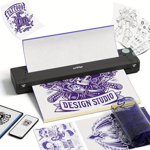 Peripage P90 Tattoo Stencil Printer – Portable Thermal Printer for Tattoo Transfer Paper, Compatible with iOS Android & PC, Mini Wireless Printer Includes 5pcs A4 Transfer Paper, Gift for Tattoo Artists