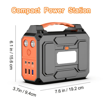 Portable Power Station 100W / 300W Solar Generator – AC Outlet, USB QC3.0, DC Port, LED Flashlight, High Capacity Battery Pack for Camping Hiking Road Trip CPAP Hurricane Emergency
