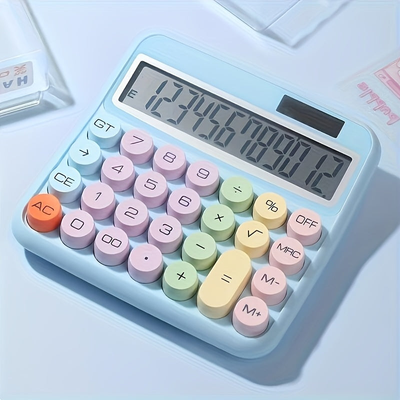 12-Digit Solar Desktop Calculator – Large Display, Big Buttons, High-Precision, No Battery Required, Portable Office & Student Calculator for Home, School & Business