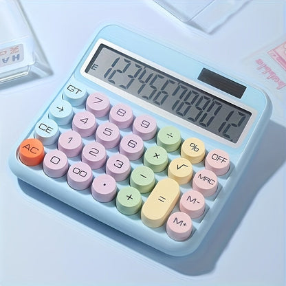 12-Digit Solar Desktop Calculator – Large Display, Big Buttons, High-Precision, No Battery Required, Portable Office & Student Calculator for Home, School & Business