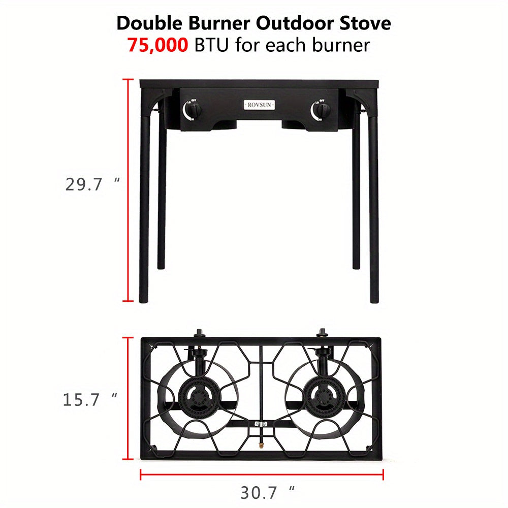 High Pressure Propane Burner Stove 100,000-225,000 BTU - Heavy Duty Cast Iron Outdoor Camp Cooker with Detachable Legs, CSA Listed Regulator, 1 or 3 Burner for Camping, Tailgating & Brewing