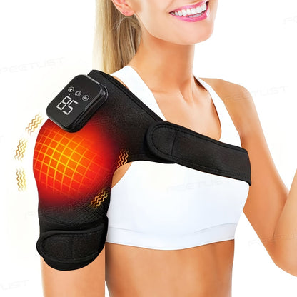 Cordless Shoulder Heating Massager with Vibration – 3 Heat & 3 Vibration Levels, LED Touch Screen, Electric Heating Pad for Shoulder, Elbow & Knee Pain Relief, Gift for Parents & Father’s Day