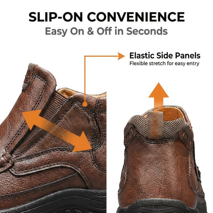 GREKS Men's Hand Stitched Slip-On Ankle Boots Casual Moccasin Chukka Loafers Non-Slip Sole for Outdoor Hiking Driving Daily Wear – Comfortable Lightweight Men's Shoes