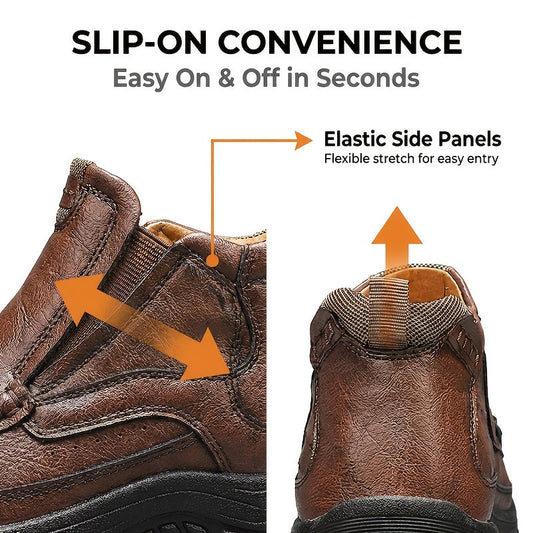 GREKS Men's Hand Stitched Slip-On Ankle Boots Casual Moccasin Chukka Loafers Non-Slip Sole for Outdoor Hiking Driving Daily Wear – Comfortable Lightweight Men's Shoes