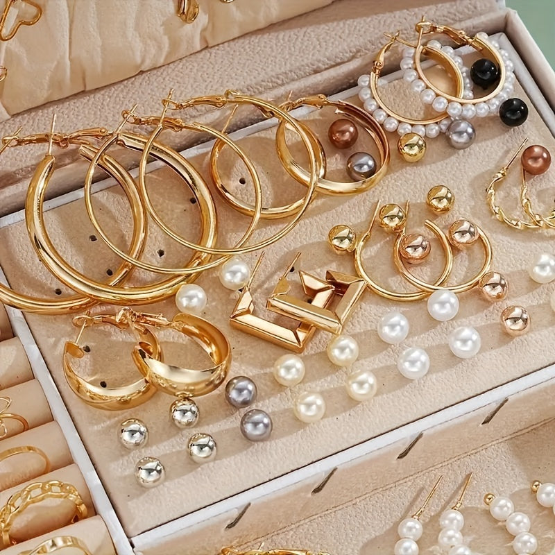 86pcs Faux Pearl Jewelry Set for Women – Necklace Bracelet Rings Earrings with Love Butterfly Star Moon Charms, Boho Fashion Accessories for Party Holiday Dating Daily Wear Gift