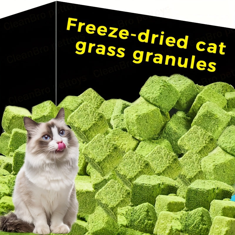 Freeze-Dried Cat Grass Hairball Control Tablets – Natural Mint Molar Sticks & Granules, Chicken Flavor Cat Snacks for Dental Health & Hair Removal