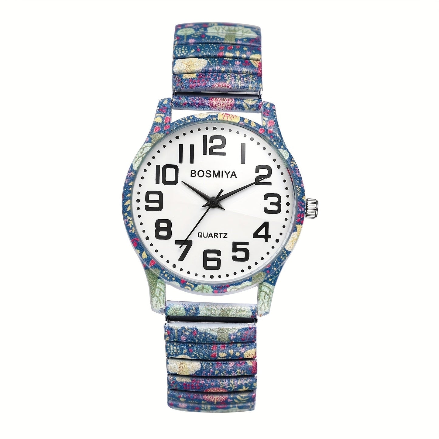 Bohemian Quartz Watch Unisex Printed Stretch Band Wristwatch – Starry Sky Sunflower Tree of Life Boho Designs, Large Arabic Numeral Dial, Nature-Inspired Gift for Women & Men Valentine Birthday
