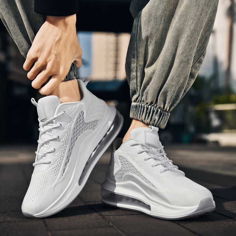 Men's Air Cushion Running Sneakers Lightweight Lace-Up Anti-Slip Shock-Absorbing Breathable Athletic Shoes for Walking Fitness Tennis Travel Sizes US 6.5-13.5 Black Blue White Yellow Red