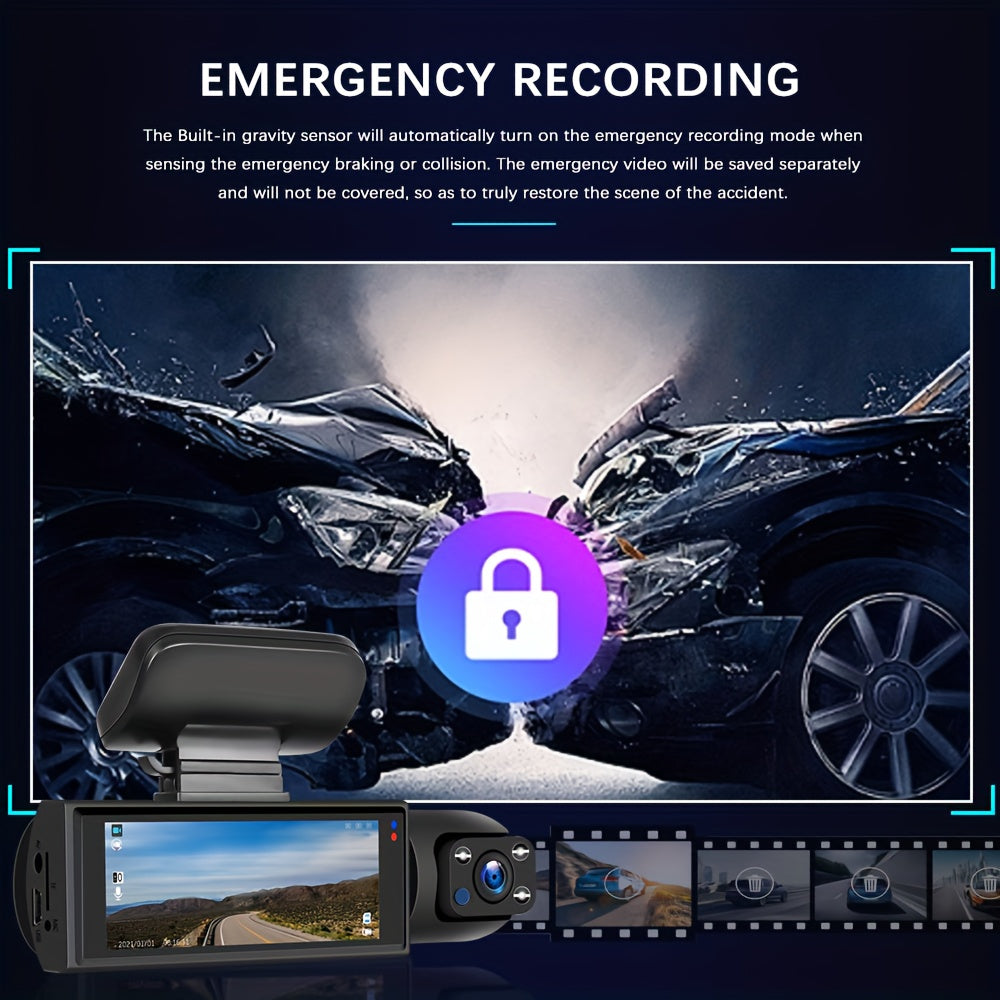 Dual Dash Cam Front & Inside 1080P – IR Night Vision, 150° Wide Angle, Loop Recording, Car DVR Camera with 32GB/64GB SD Card Option, 2" or 3.16" Screen