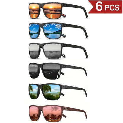 6 Pairs Unisex Lightweight PC Frame Glasses UV Protection Anti-Glare High Definition Lenses - Men Women Driving Outdoor Fashion Eyewear Value Pack, Clear Vision Everyday Glasses