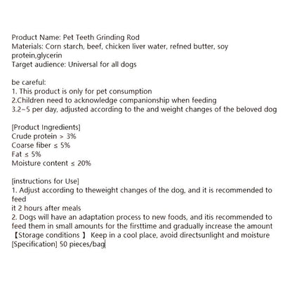 Dog Dental Chew Sticks 50 Pcs – Natural Teeth Grinding & Cleaning Treats for Small Dogs, Corn Starch & Beef Flavor Chew Toys, Dog Training Reward Supplies, Promotes Oral Health