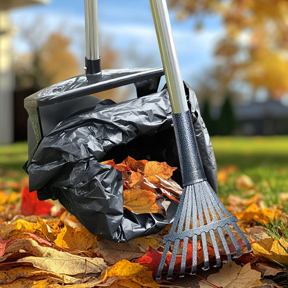 Dog Pooper Scooper Set Heavy Duty with Swivel Bin, Rake & Spade – Long Handle Pet Waste Removal Tool for Grass, Dirt & Gravel, Includes 40 Waste Bags, Great for Large Dogs