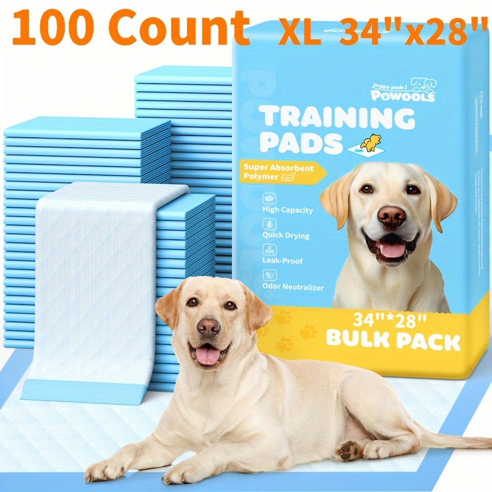 XL Dog Pee Pads 34x28 Inch 100 Count Disposable - Super Absorbent Leak-Proof Odor Control Training Pads for Puppies Large Dogs and Elderly Dogs, Extra Large Potty Pads for Indoor Use, Blue