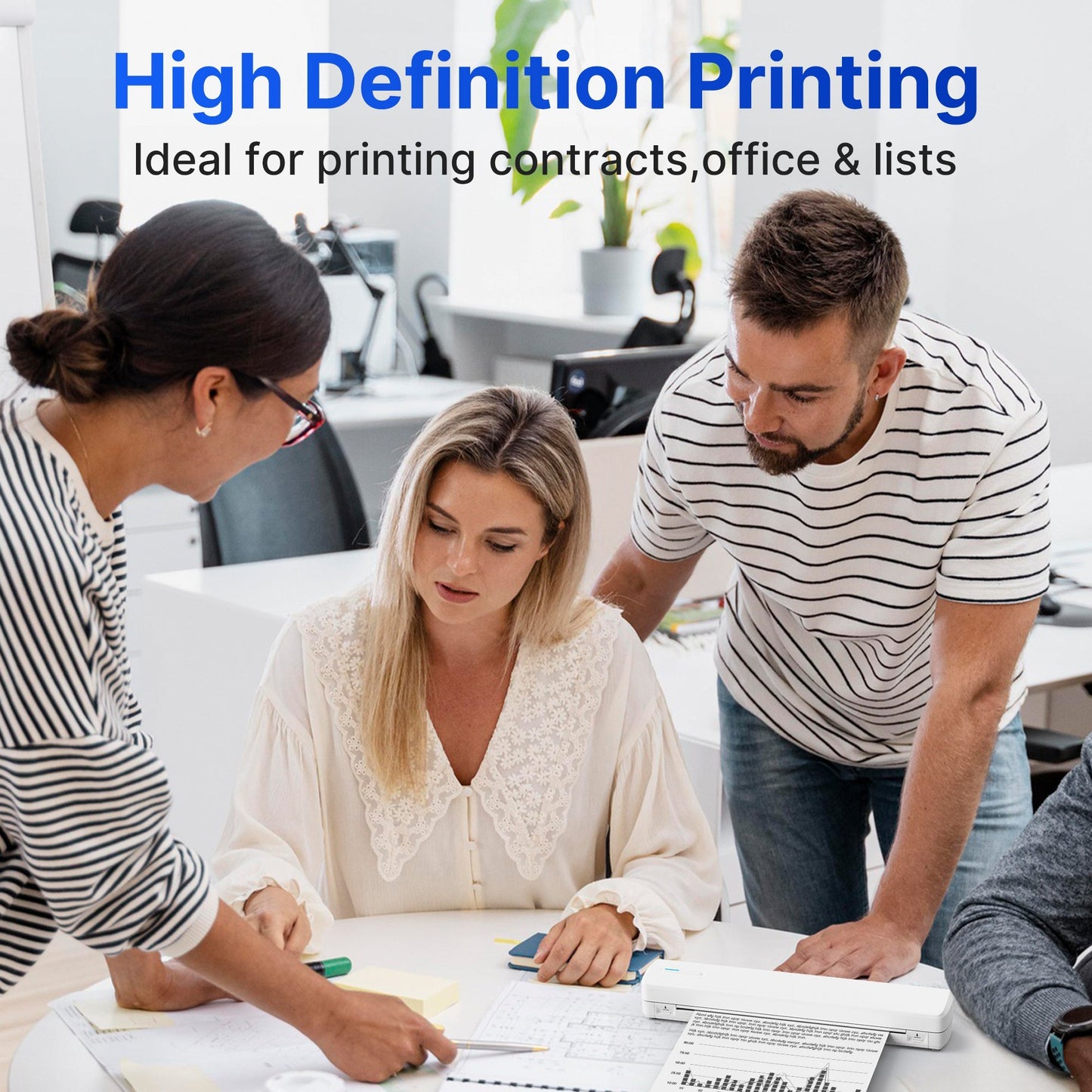 Portable Wireless Thermal Printer A4 Inkless – Compact Travel Printer for iPhone Android Laptop – Supports Letter Folding Roll & Tattoo Transfer Paper – Home Office School