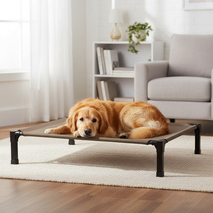 Cooling Elevated Dog Bed Raised Cot with Breathable Mesh and Metal Frame - Washable Portable Dog Cot with No-Slip Feet for Indoor and Outdoor Use, Multiple Sizes and Colors Available