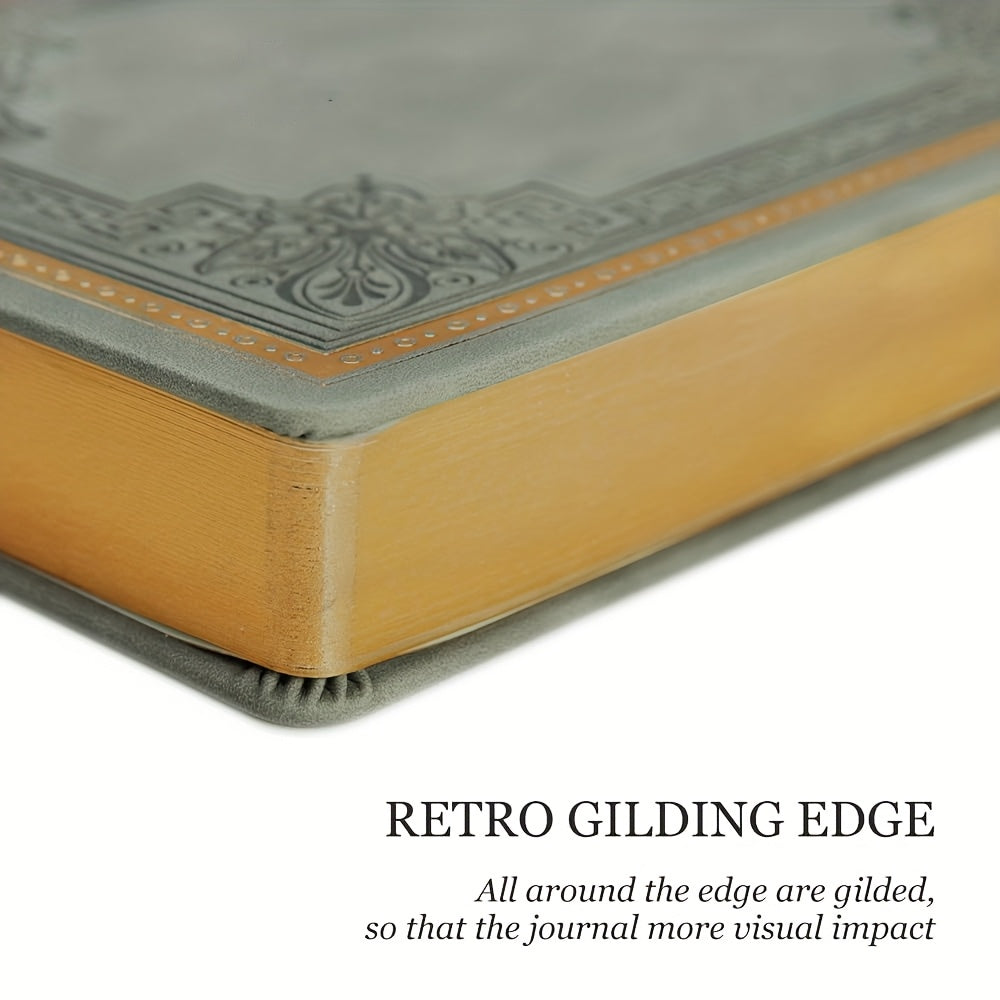 Vintage Faux Leather Hardcover Journal – 256-Page College Grid Notebook, 100 GSM Thick Paper, Golden Edge, B6 5.1"x7.1", 6 Colors, for Students Writers Travelers Bullet Journal