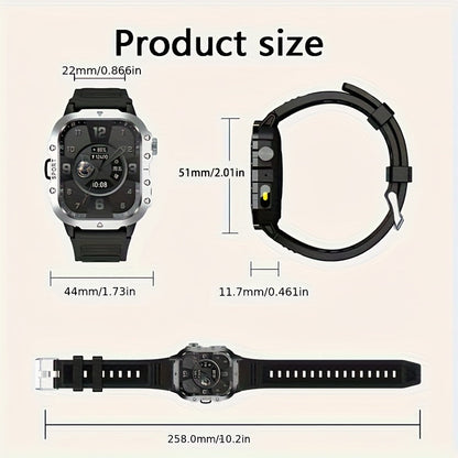 Outdoor Smart Watch with Built-In LED Flashlight, 2.01" Large HD Screen Rugged Fitness Tracker with Sports Modes & Message Reminders for Android & iPhone