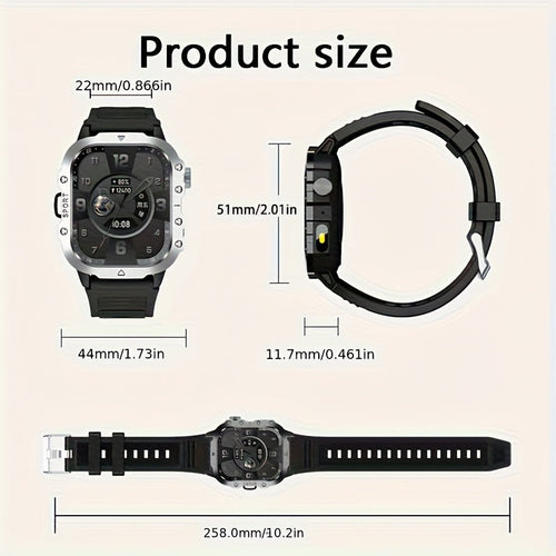 Outdoor Smart Watch with Built-In LED Flashlight, 2.01" Large HD Screen Rugged Fitness Tracker with Sports Modes & Message Reminders for Android & iPhone