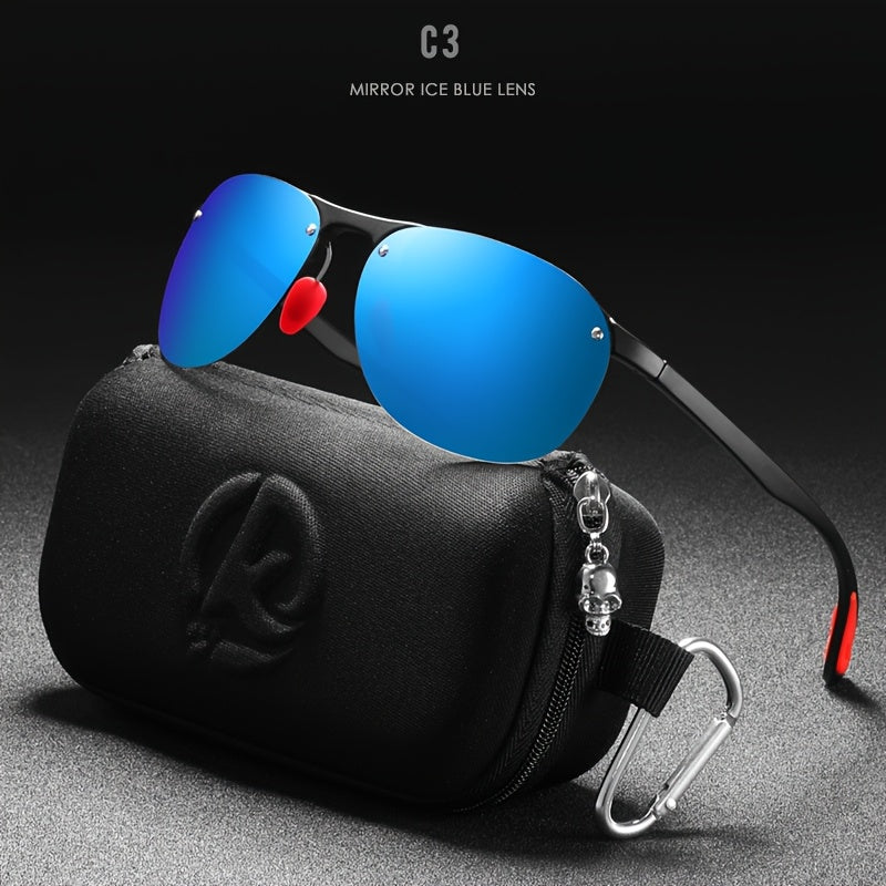 KDEAM Photochromic Polarized Sunglasses for Men & Women – Frameless Oval TR90 Lightweight Frame, Auto-Darkening TAC Lens, UV400 Protection, Mirrored Finish, Includes Hard Case & Cloth