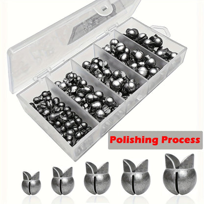 120pcs Split Shot Fishing Sinkers Round Removable Fishing Weights in 5 Sizes, Premium Assorted Sinker Set for Freshwater Saltwater Bass Trout Catfish Fishing - Tackle Box Essential