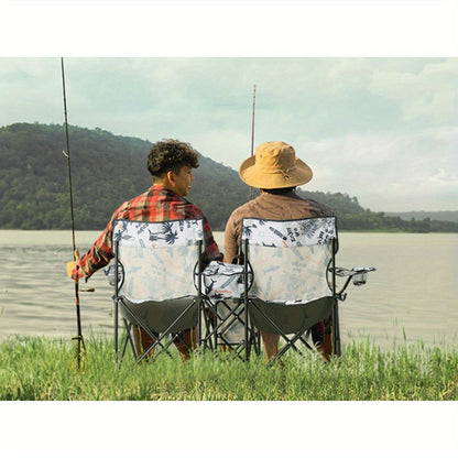 Folding Outdoor Fishing Chair with Sun Umbrella Iron Alloy Frame Oxford Fabric 187 Lb Capacity Portable Beach Patio Camping Chair with Storage Bag Red Black Grey Blue Coconut Pineapple Pattern