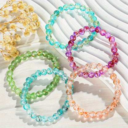 50 Pcs Glass Bead Bracelets Set Random Color – Colorful Handmade Stackable Friendship Bracelets Bulk Pack for Women Girls Kids, Party Favors, Gifts & DIY Jewelry Making